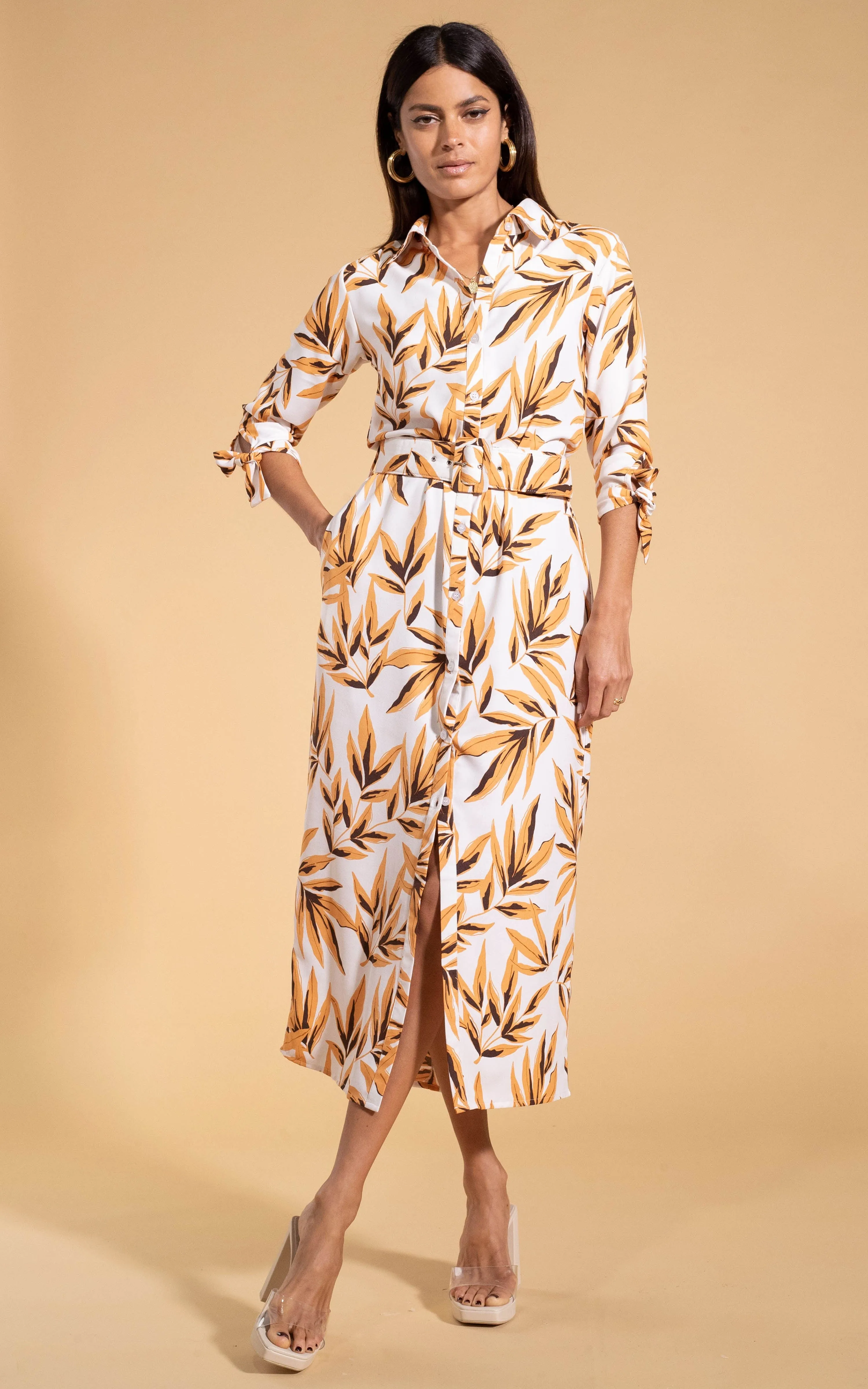 Alva Midi Shirt Dress in Tropic Natural