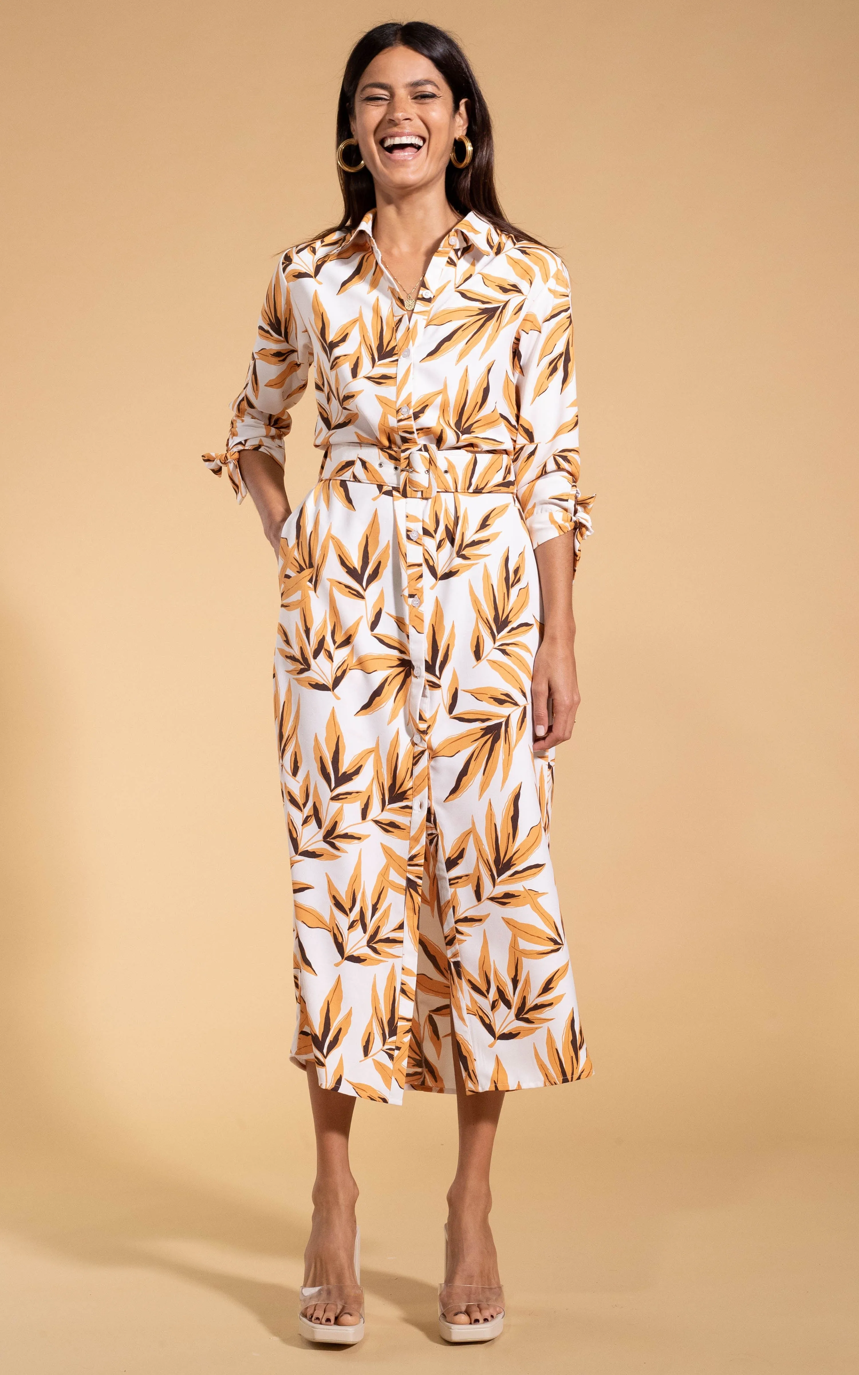 Alva Midi Shirt Dress in Tropic Natural