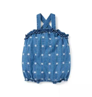 Baby Chambray Embroidered Floral Romper