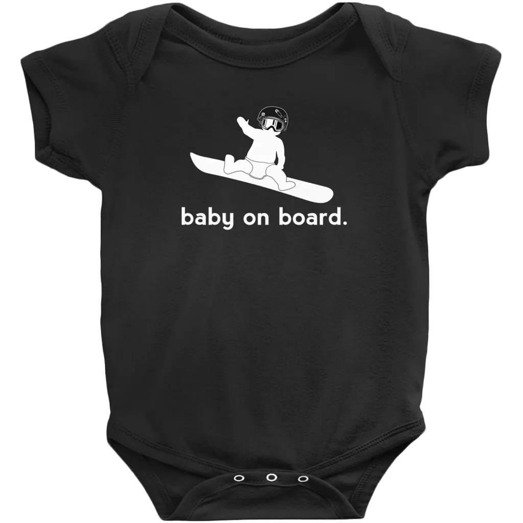 Baby on Snowboard Snowboarding Snowboarder Baby Onesies