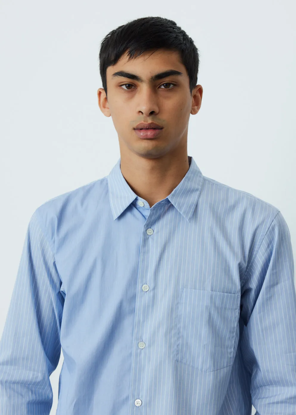 Broad Stripe Chambray Back Panel Shirt