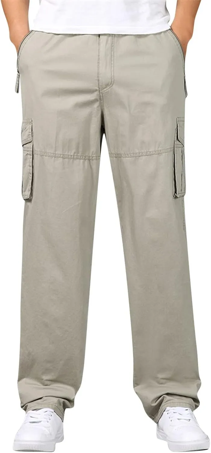 Cargo Pants for Men,Mens Pants Cargo Joggers Fleece Slim Fit Sweatpants Casual Pant Chino Trousers with Pockets