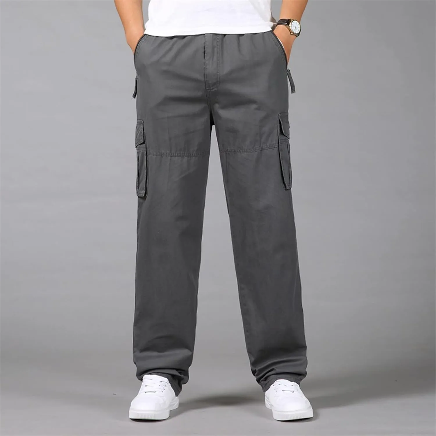 Cargo Pants for Men,Mens Pants Cargo Joggers Fleece Slim Fit Sweatpants Casual Pant Chino Trousers with Pockets