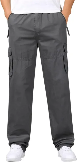 Cargo Pants for Men,Mens Pants Cargo Joggers Fleece Slim Fit Sweatpants Casual Pant Chino Trousers with Pockets