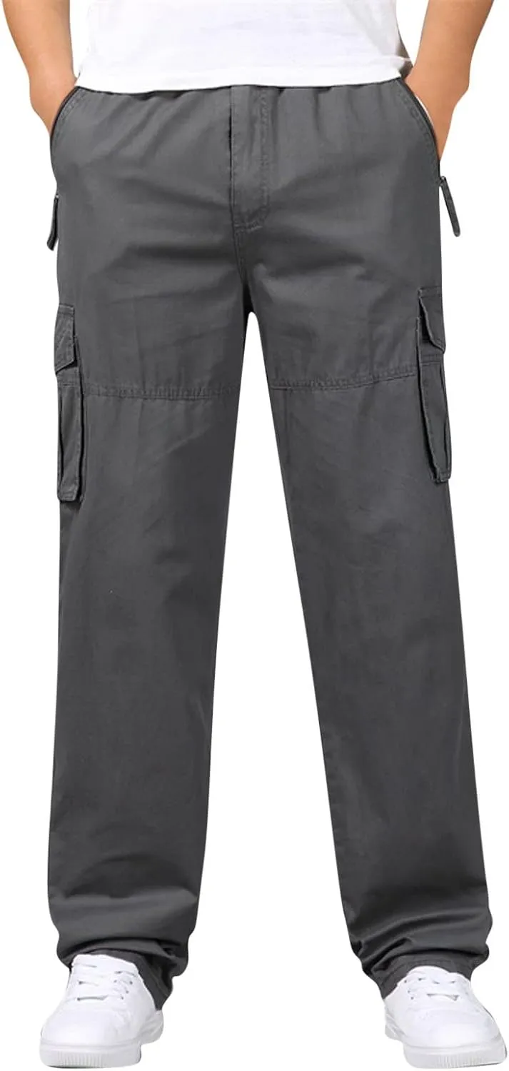 Cargo Pants for Men,Mens Pants Cargo Joggers Fleece Slim Fit Sweatpants Casual Pant Chino Trousers with Pockets