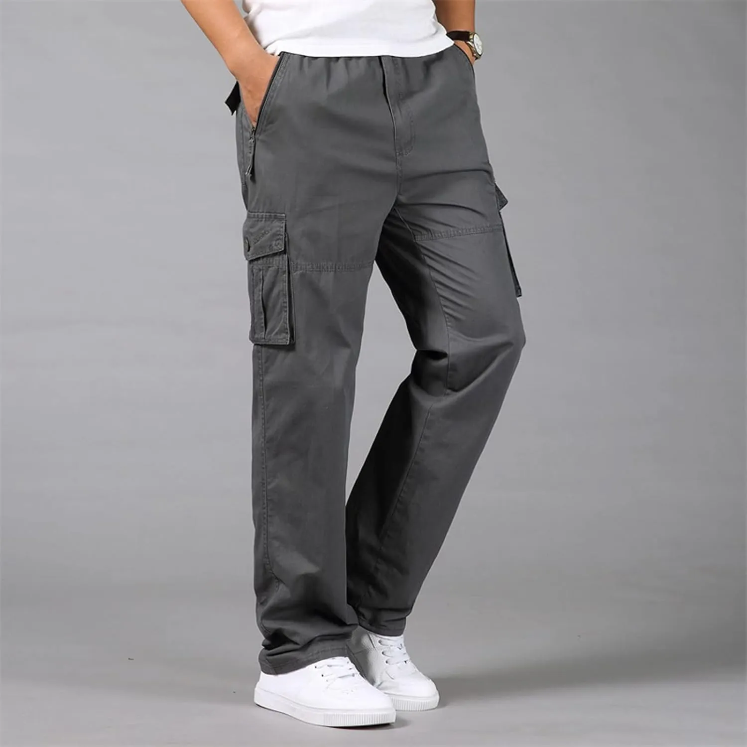 Cargo Pants for Men,Mens Pants Cargo Joggers Fleece Slim Fit Sweatpants Casual Pant Chino Trousers with Pockets