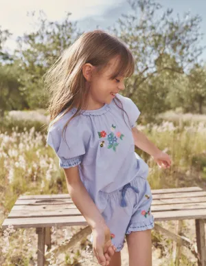 Embroidered Woven Top-End on End