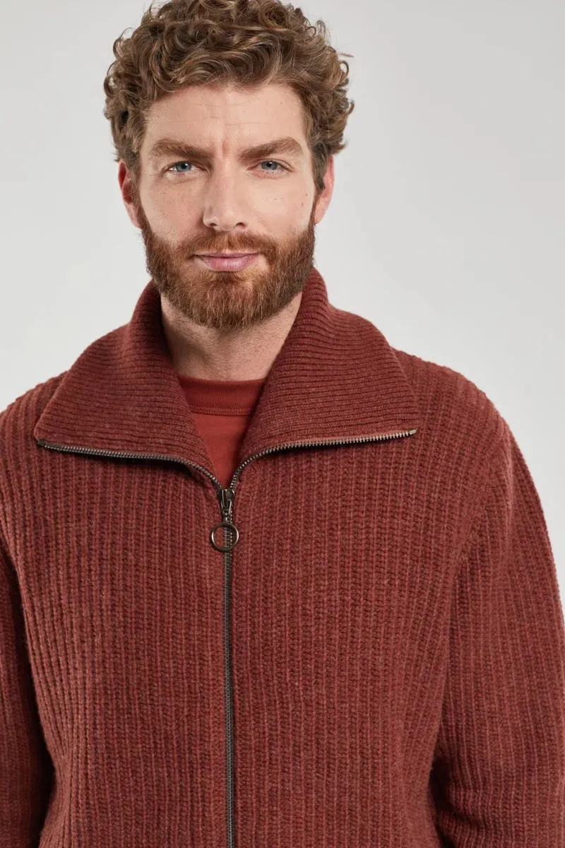 Heritage Ribbed Cardigan (Deep Paprika)