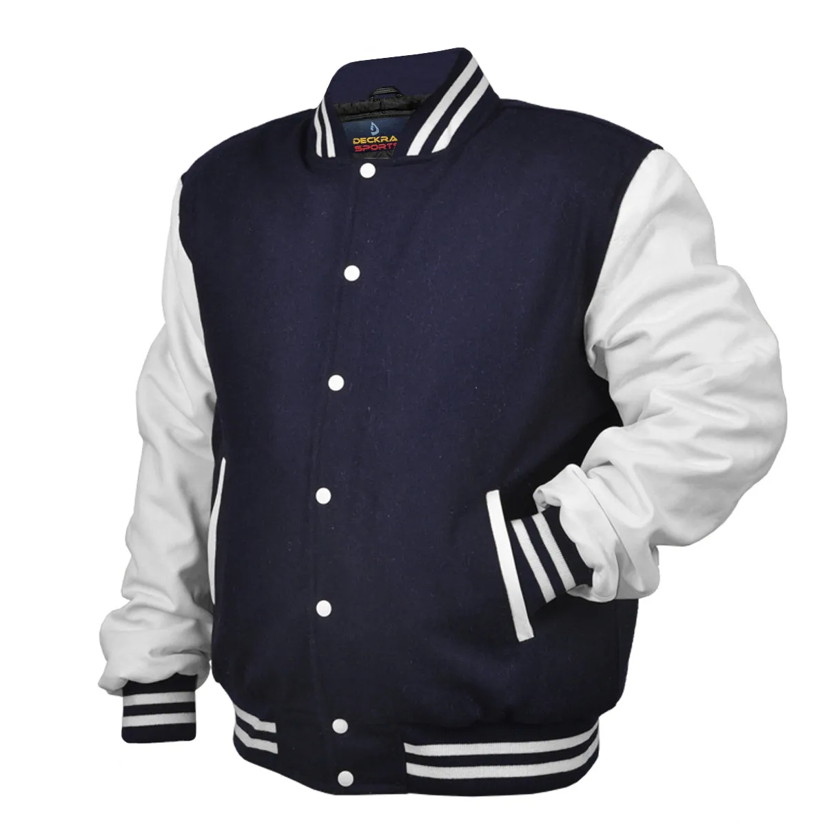 Men’s Varsity Jacket Genuine Leather Sleeve and Wool Body