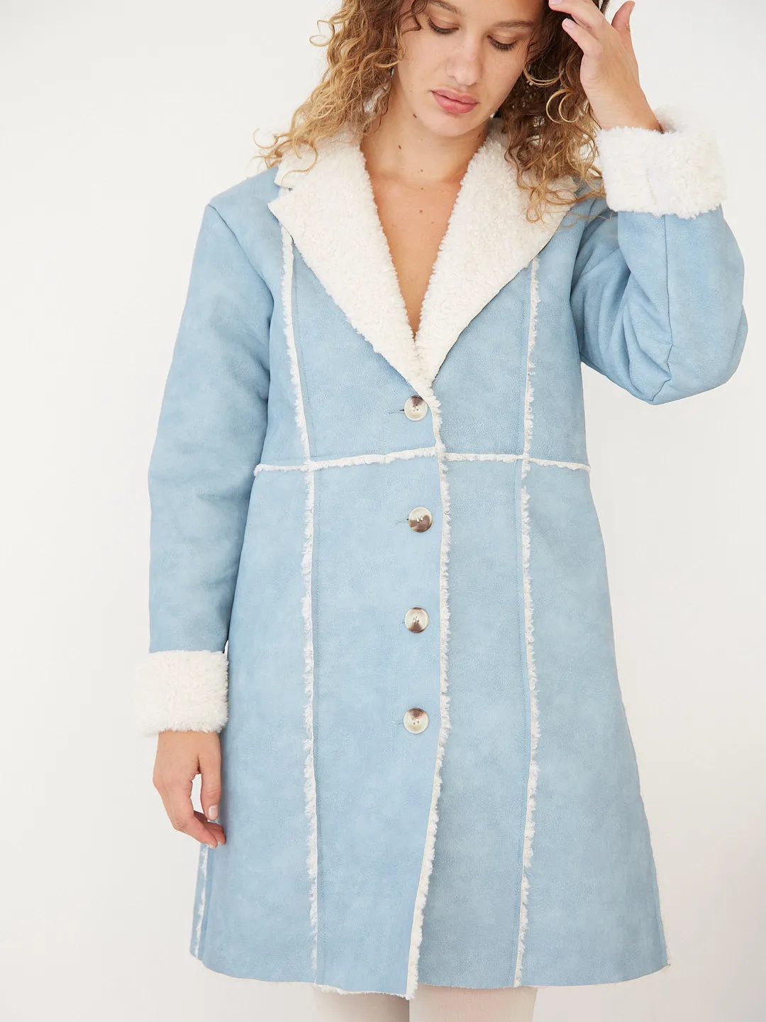 Nadia Sherpa Coat - Cloud Blue