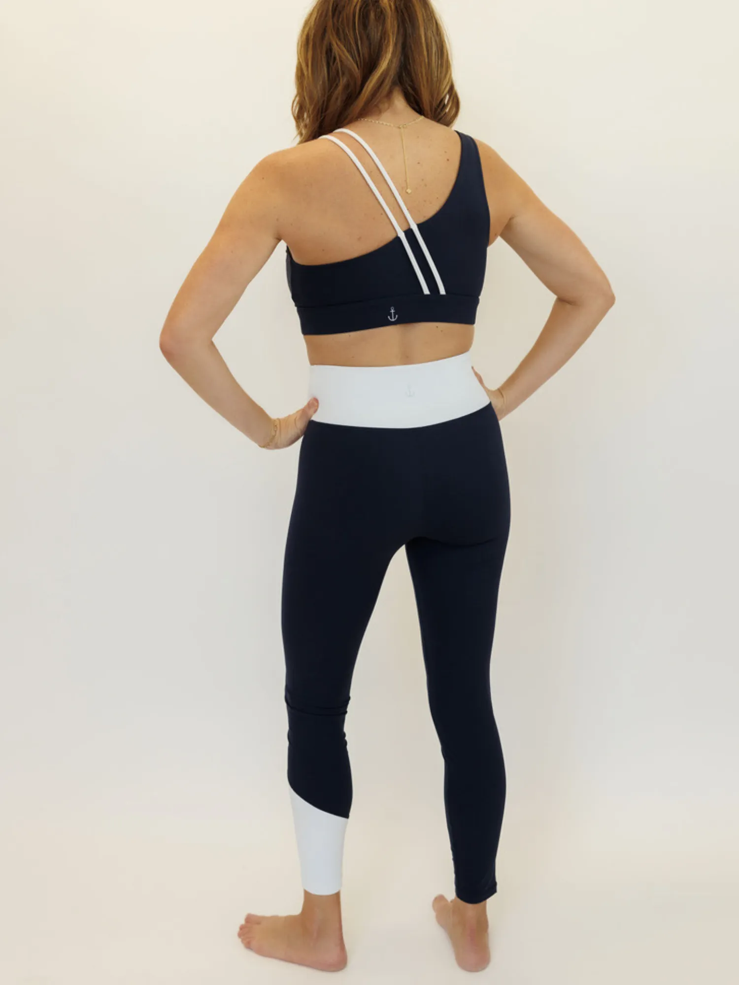 Navy Blue and White "Ariel" Nautical High Rise Leggings