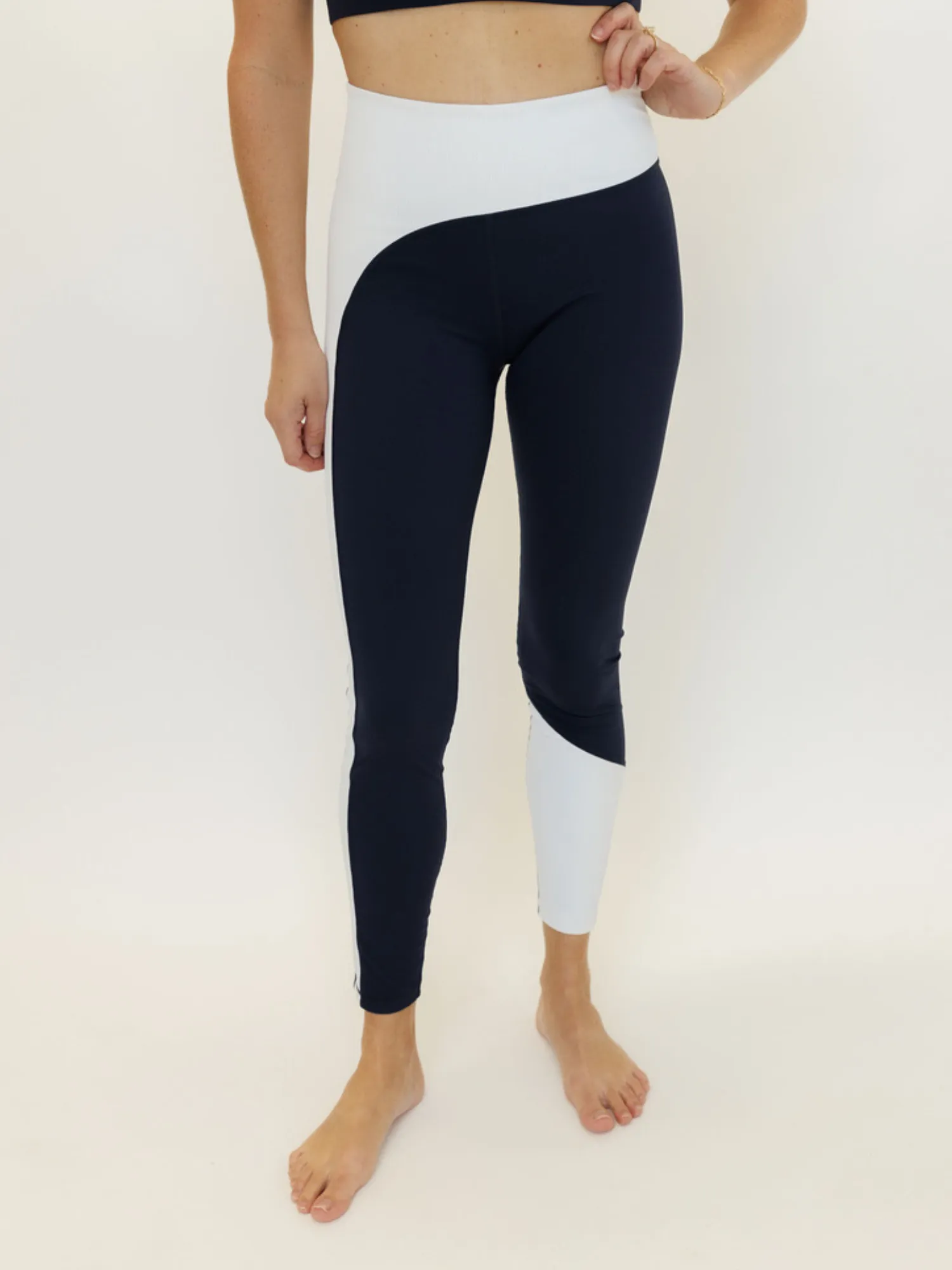 Navy Blue and White "Ariel" Nautical High Rise Leggings
