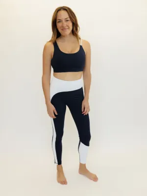 Navy Blue and White "Ariel" Nautical High Rise Leggings