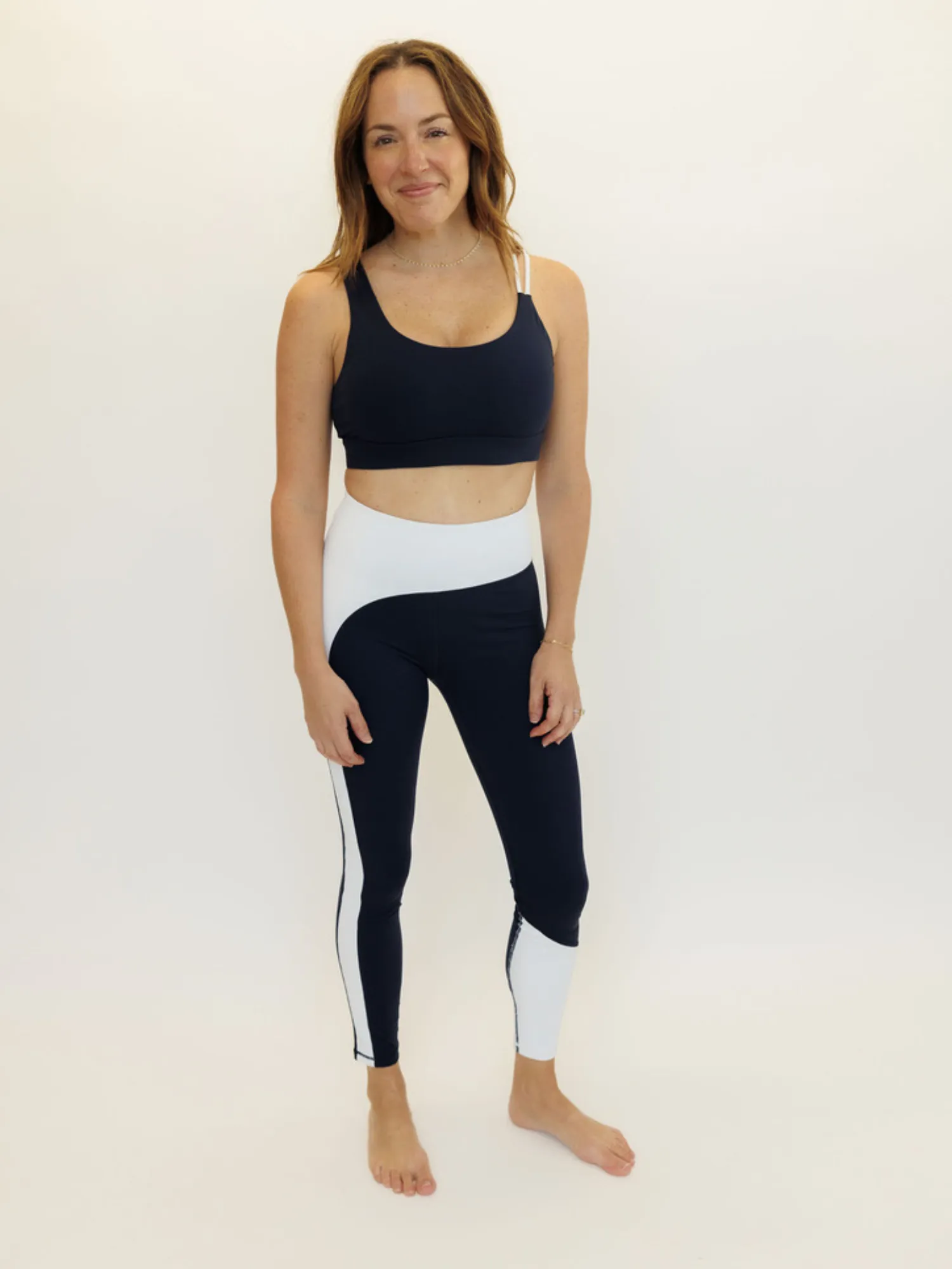 Navy Blue and White "Ariel" Nautical High Rise Leggings