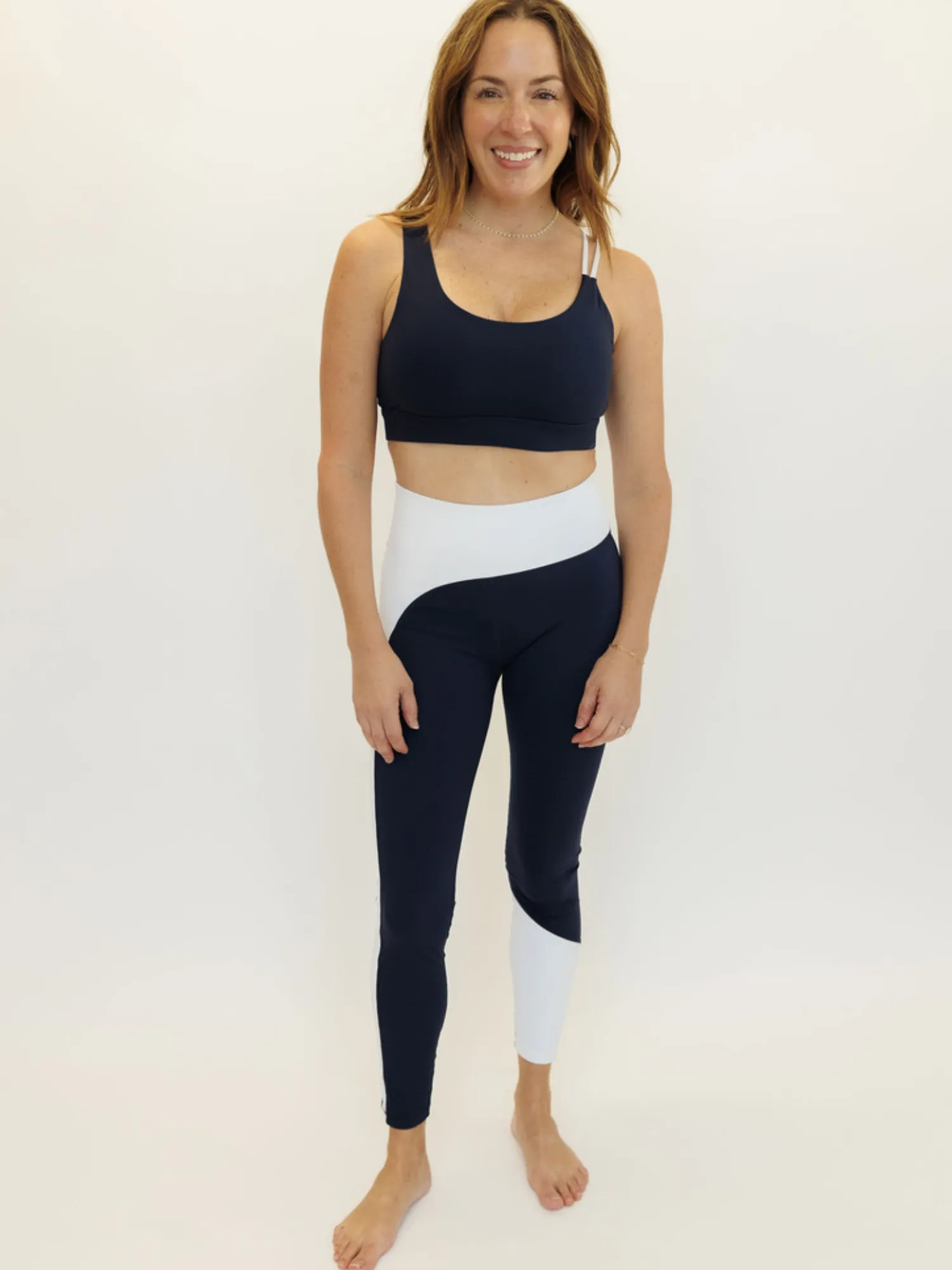 Navy Blue and White "Ariel" Nautical High Rise Leggings