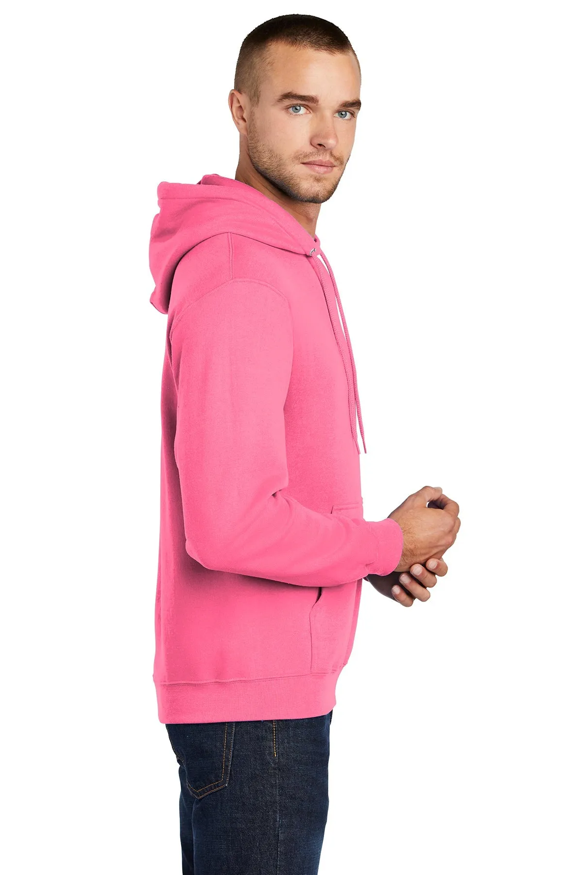 Port & Company Core Fleece Branded Hoodies, Neon Pink