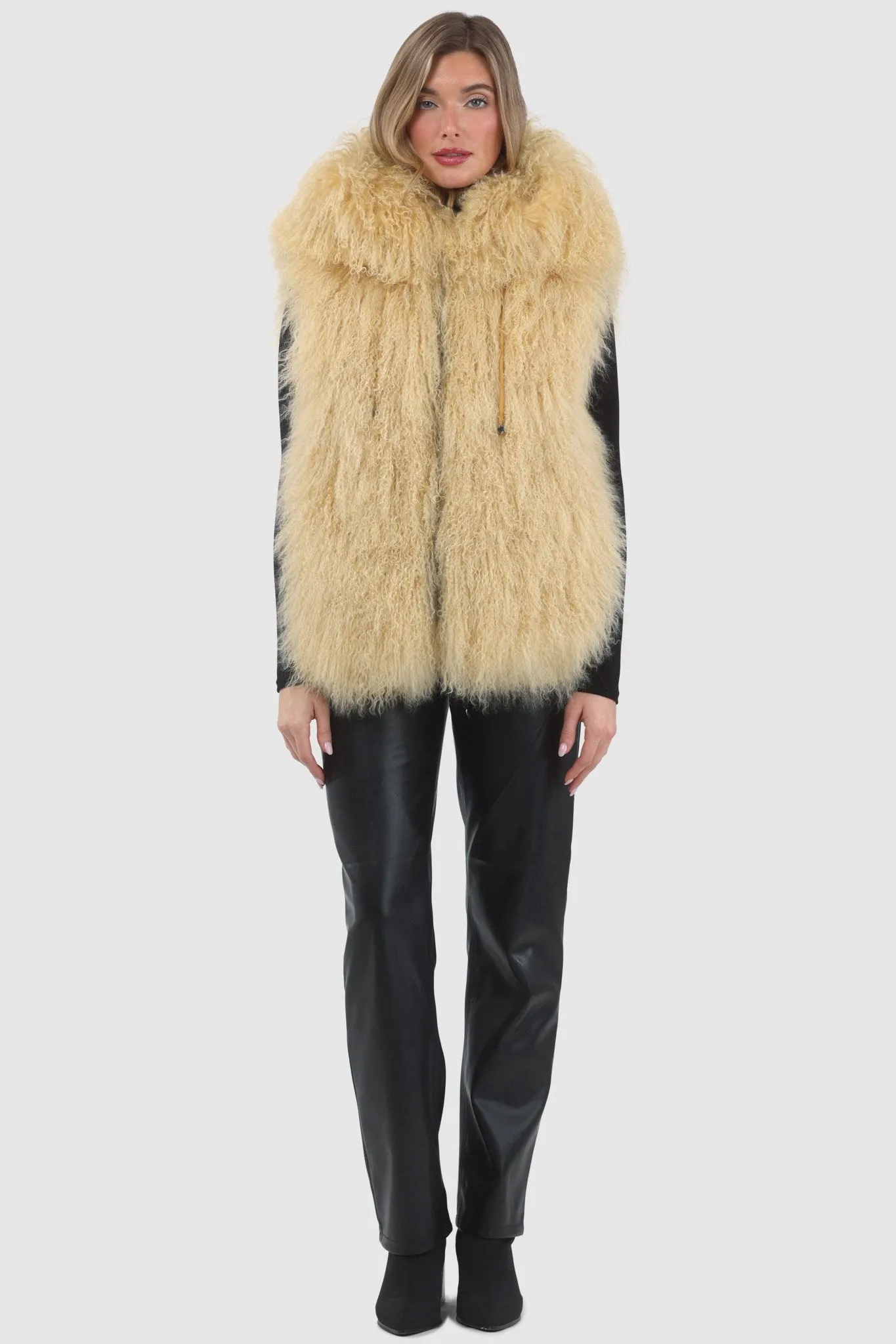 Reversible Select Mongolian Shearling Lamb Vest with Loro Piana Cashmere & Wool Back