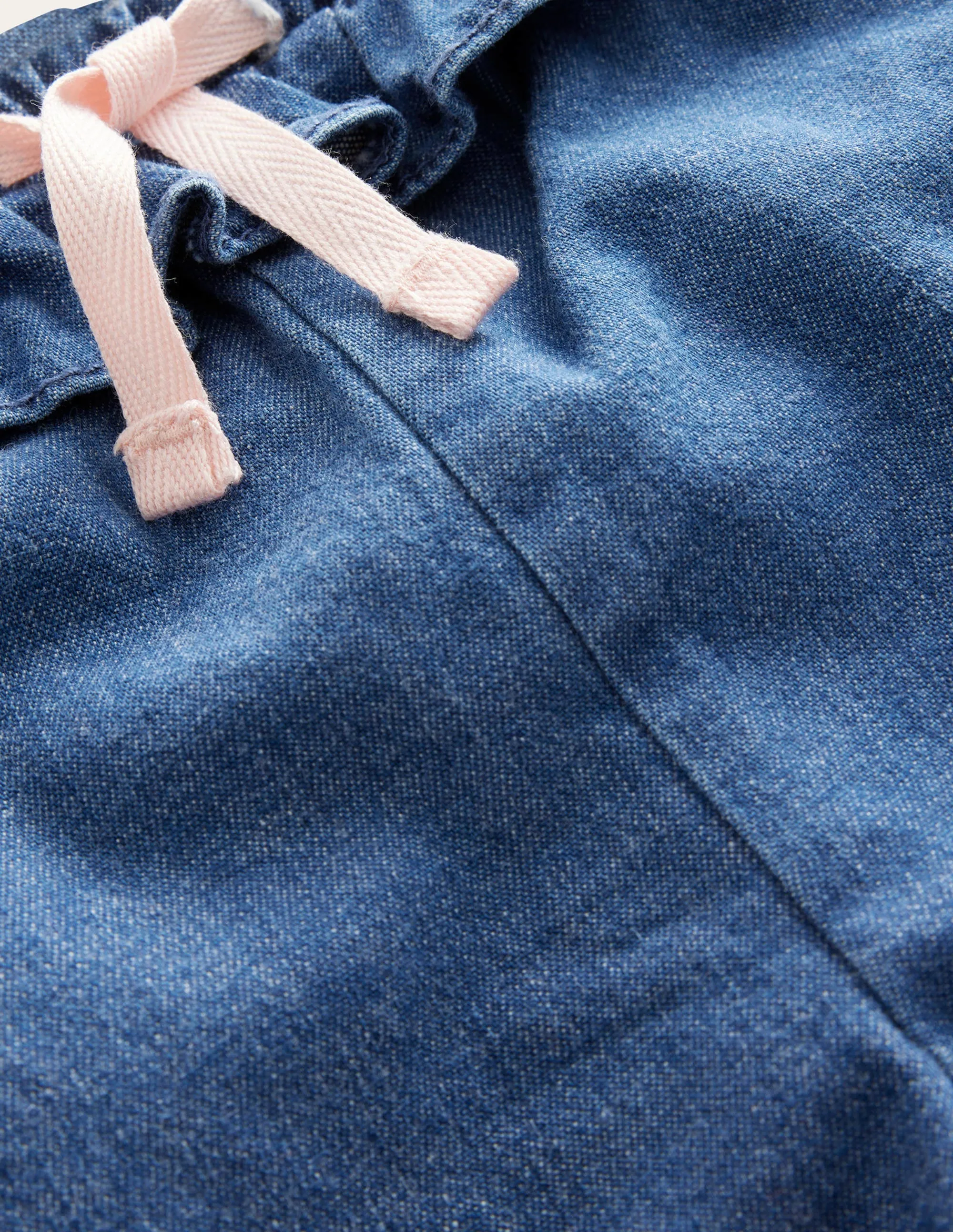 Ruffle Woven Bottoms-Mid Chambray