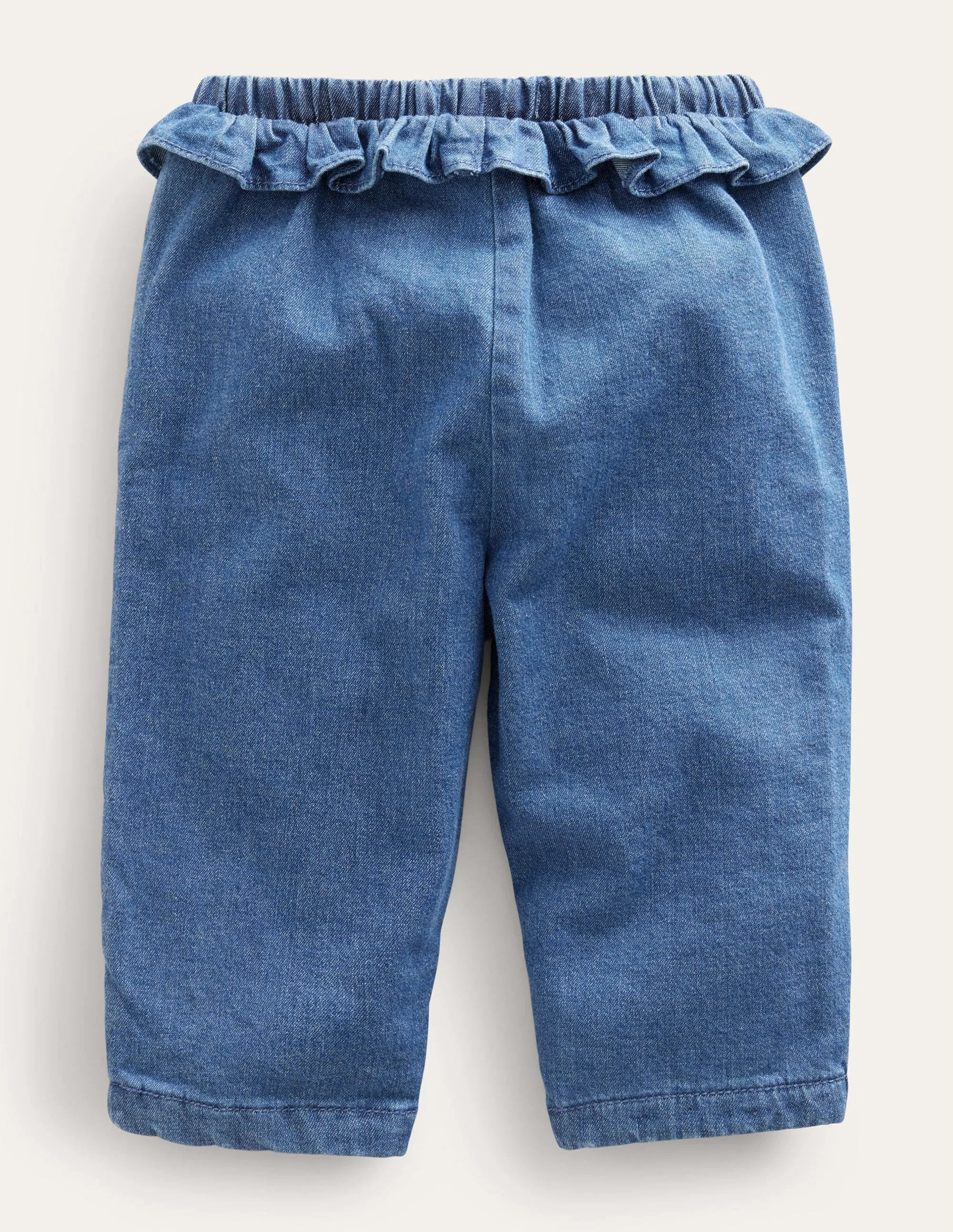 Ruffle Woven Bottoms-Mid Chambray