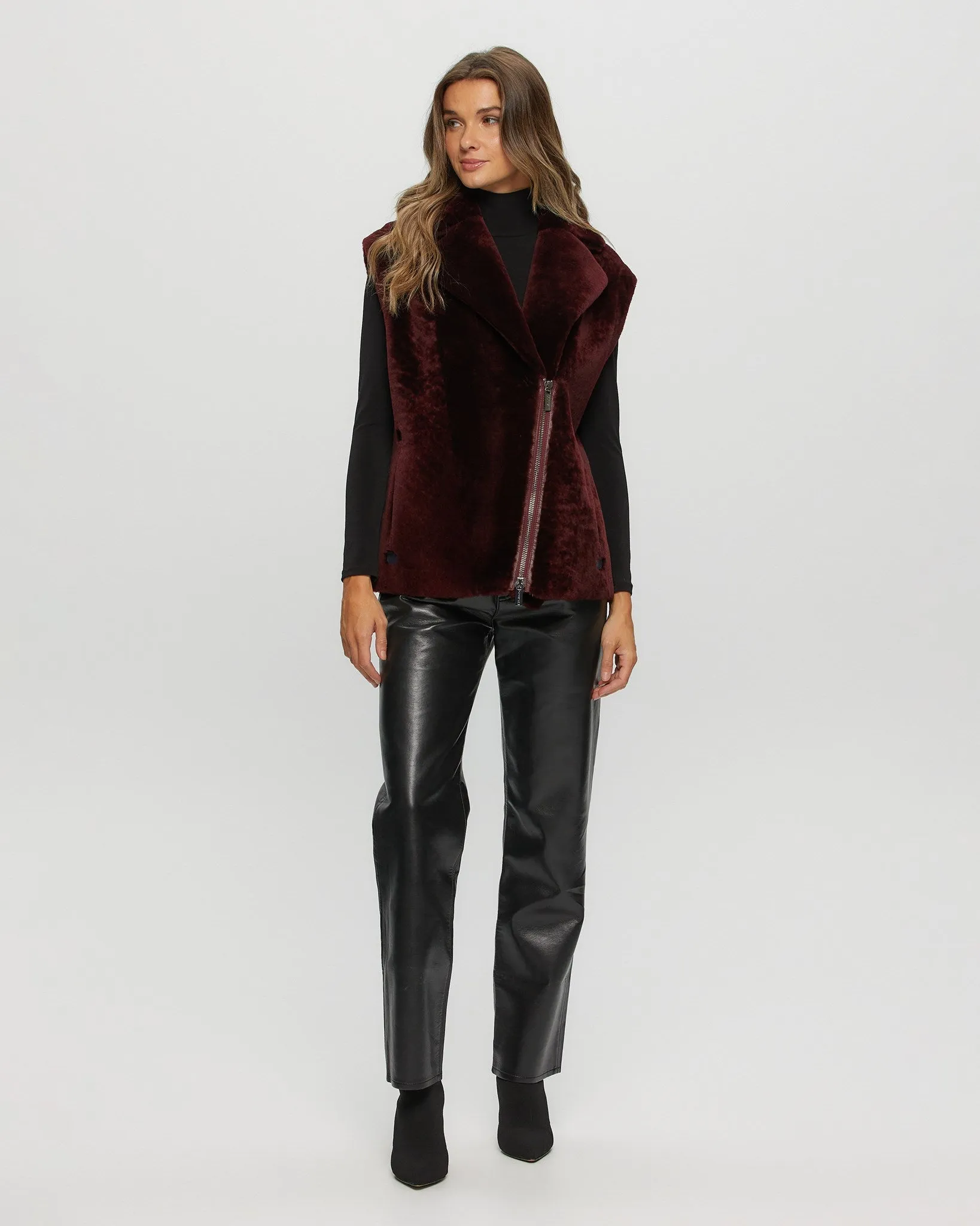 SHEARLING LAMB ZIP VEST