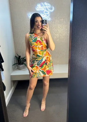 Super Bloom One Shoulder Mini Dress