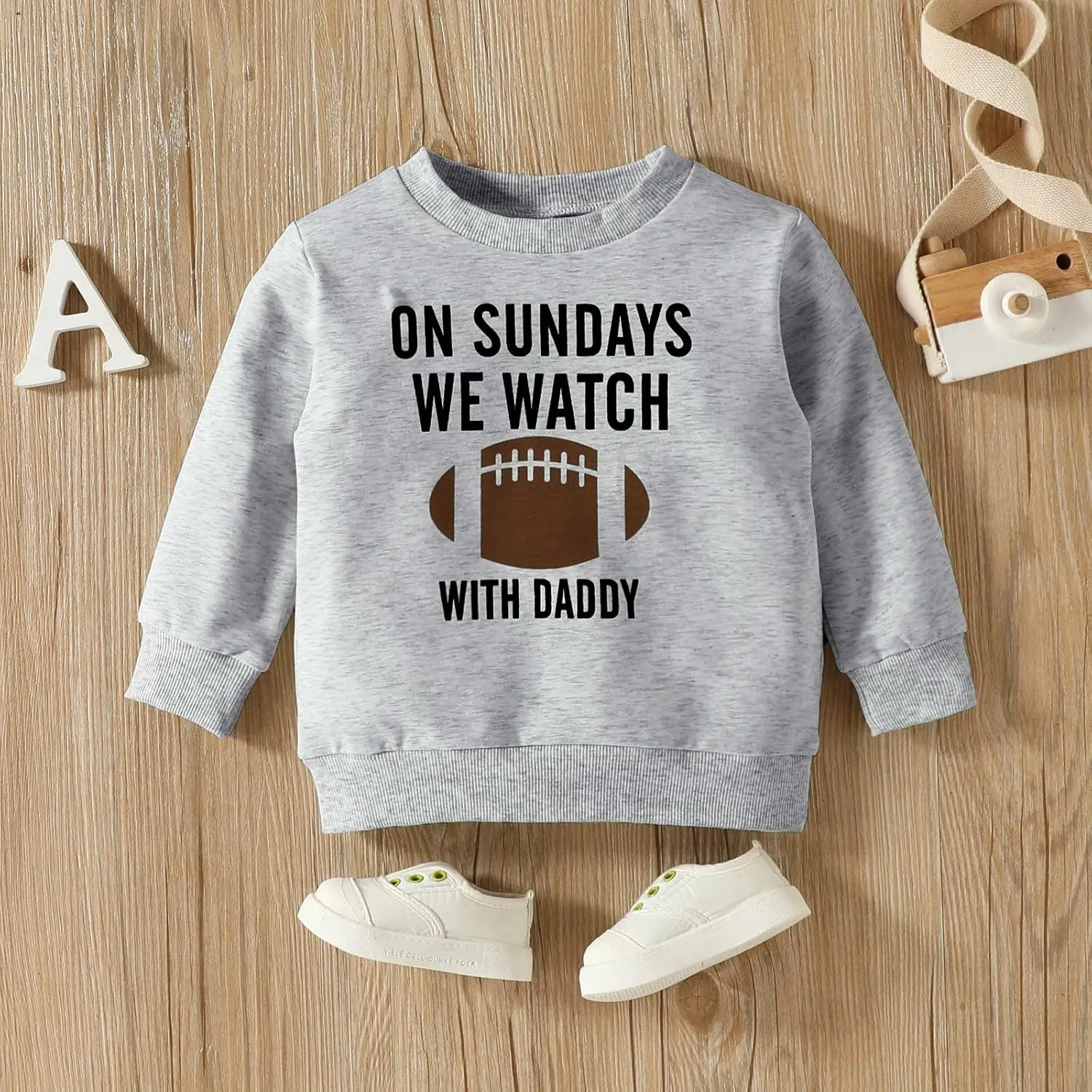 Toddler Kids Baby Boy Girl Sweatshirt On Sundays We Watch Football with Daddy Mommy Funny Sweatshirt Pullover Tops
