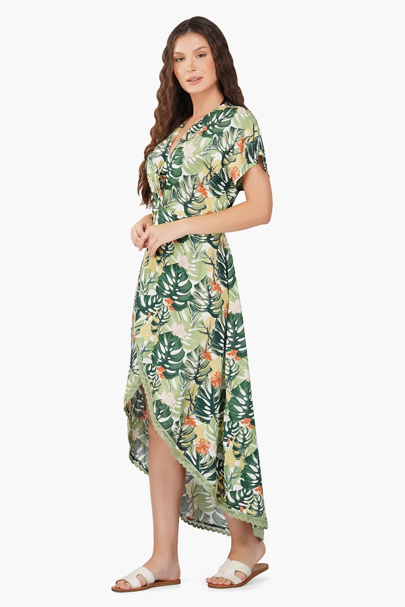 Tropical Wrap Maxi Dress