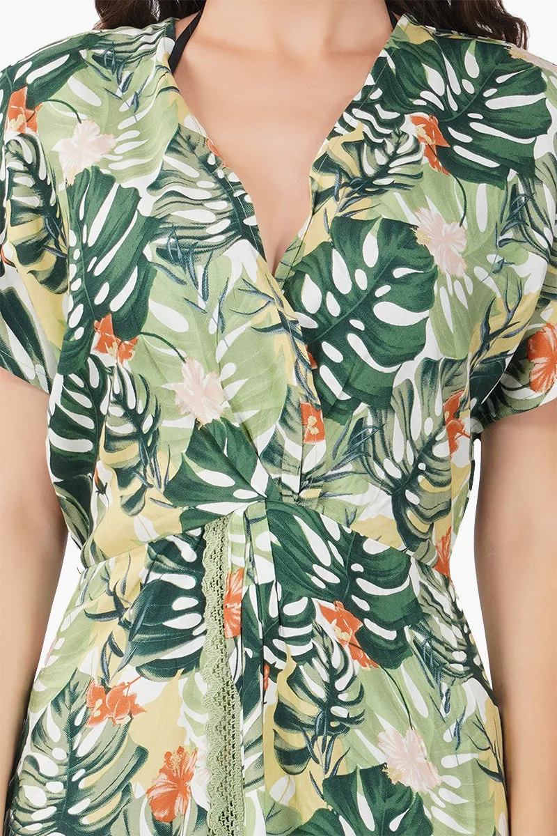 Tropical Wrap Maxi Dress
