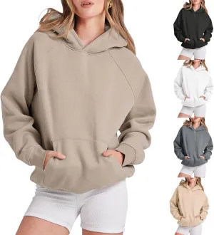 Women's Oversized Hoodie Long Sleeve Pullover Sweater Ribbed Knit Sweatshirt with Pockets 2024 Fall Fashion Outfits