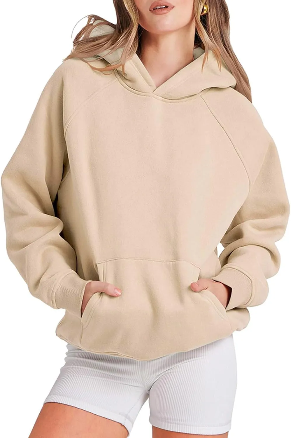 Women's Oversized Hoodie Long Sleeve Pullover Sweater Ribbed Knit Sweatshirt with Pockets 2024 Fall Fashion Outfits